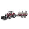 Massey Ferguson 7480 Tractor with Fork and Wood Transport Trailer - Bruder