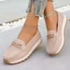 Plus Size Shoes 36-44 Casual Flat Loafers with Metal Buckles Women's Single Shoes Mom Shoes All-Season Loafers