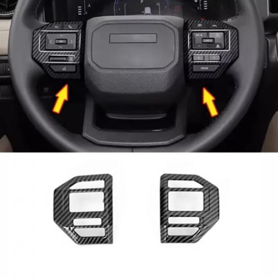 For Toyota Prado LC250 2024 2025 Carbon Fiber 2X Steering Wheel Decor Cover Trim