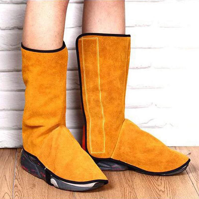 Cowhide Leather Anti-scalding Work Safety Apron Welder Apron Welding Protection Wear-resistant Welding Foot Guard Shoes Covers (as the picture,100cm)