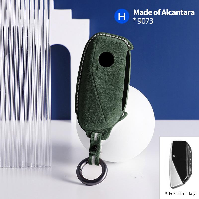 Interior Mouldings Alcantara Car Key Case Shell Cover For BMW Series 7 735 i 740 Li X7 X1 U11 2023 I7 G07 LCI XM Keychain Protec