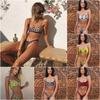 Ladies Split Swimsuit Sexy Leopard Print Bikini Gather Bikini