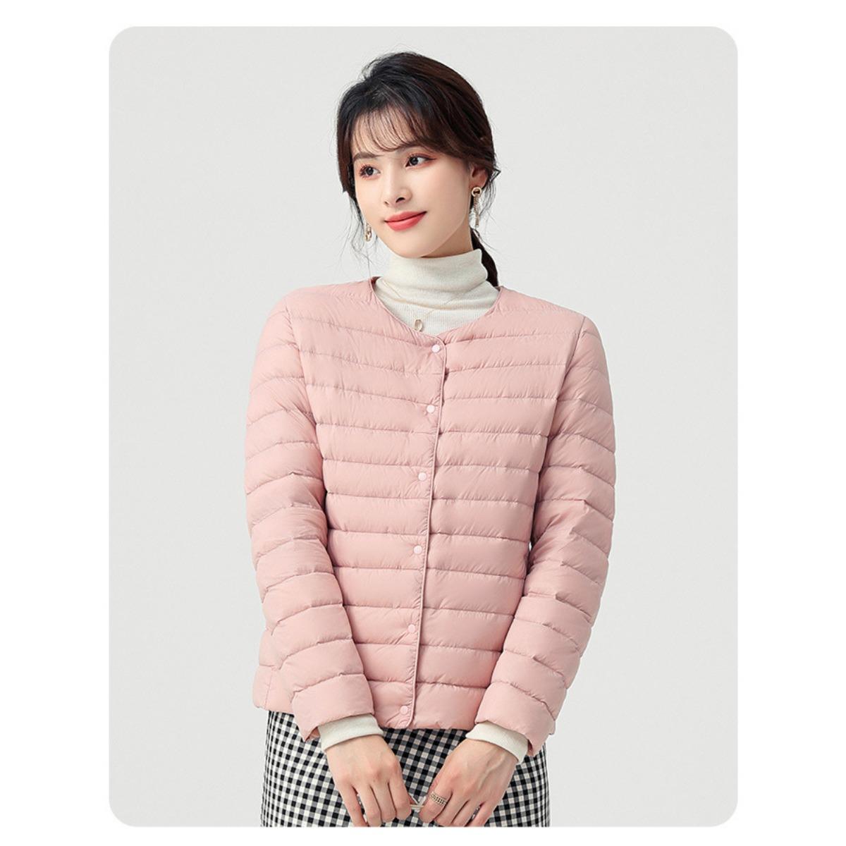 

Легкая пуховая хлопковая куртка, Женская осенне-зимняя пуховая куртка, Легкая и тонкая подкладка, Модная и теплая 2XL розовый