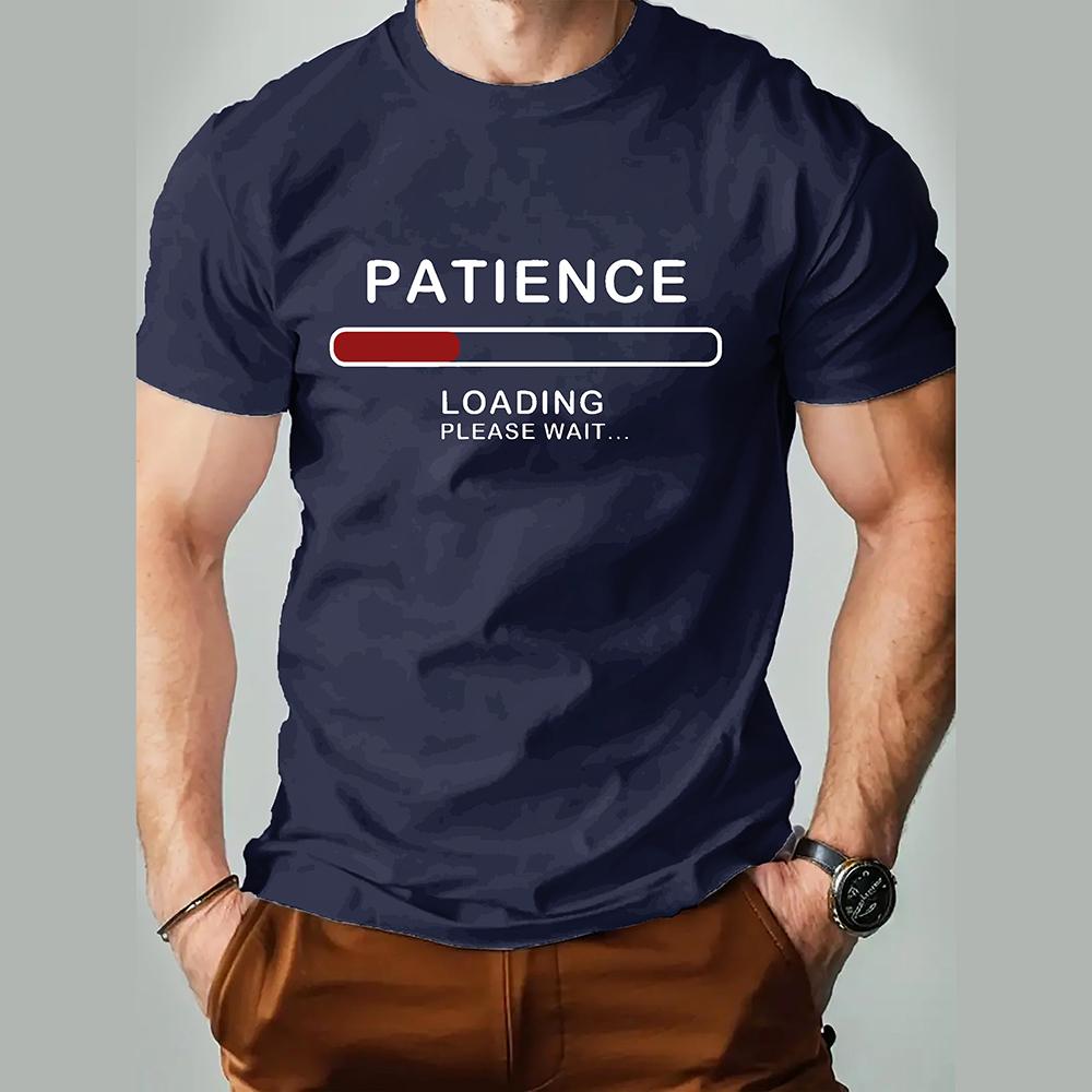 Chaokebang Grappig 3D-letterprint T-shirt voor heren, modieuze eenvoud, korte mouwen, casual O-hals, oversized T-shirt, ademende T-shirts L