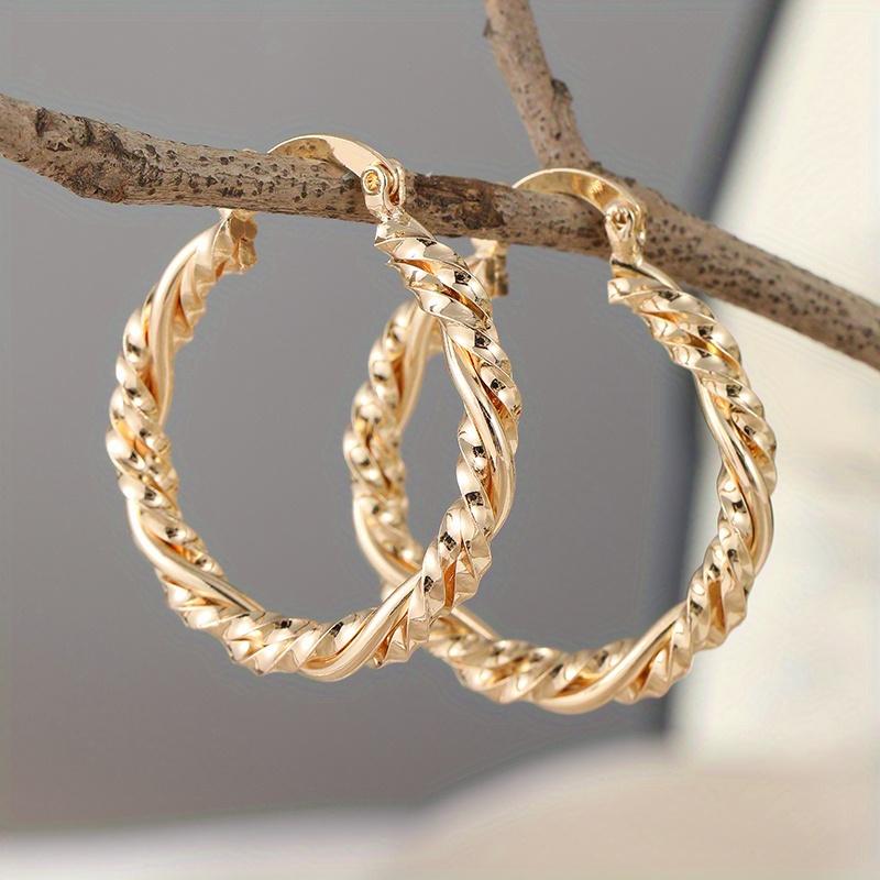 Women's Minimalist Twisted Woven Hoop Metal Earrings for Daily Parties, Personalized Jewelry Accessories