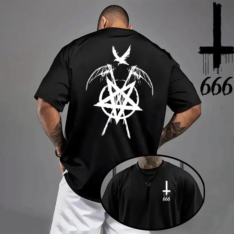 Hot 2026 Unisexs Tshirt Spring Summer Daily Casual Fashion Short Sleeve 8 Styles Satan Inverted Cross Prints Patterns Oversize