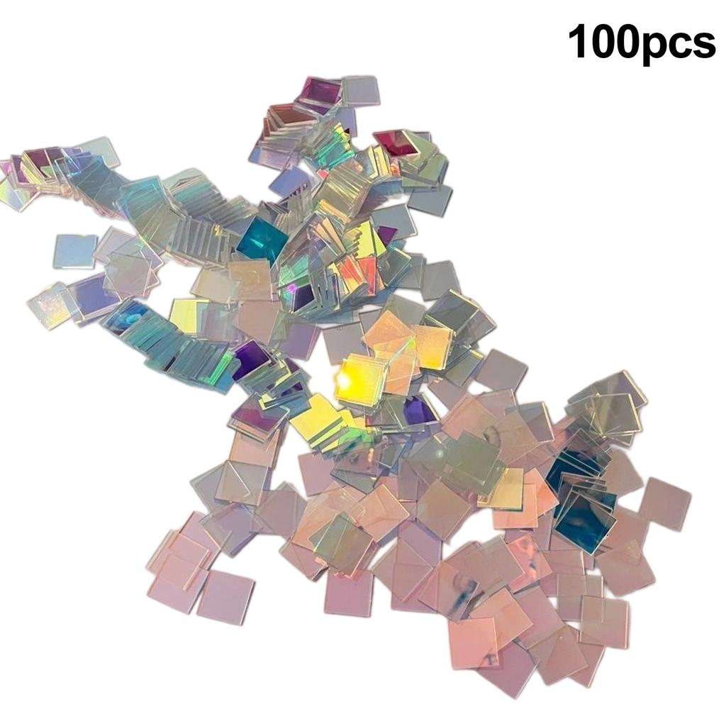 Iridescent Mosaic Tiles Decorative Bulk Stained Glass Tile Lightweight & Portable for Art Light & Shadow Projects Resin Jewelry