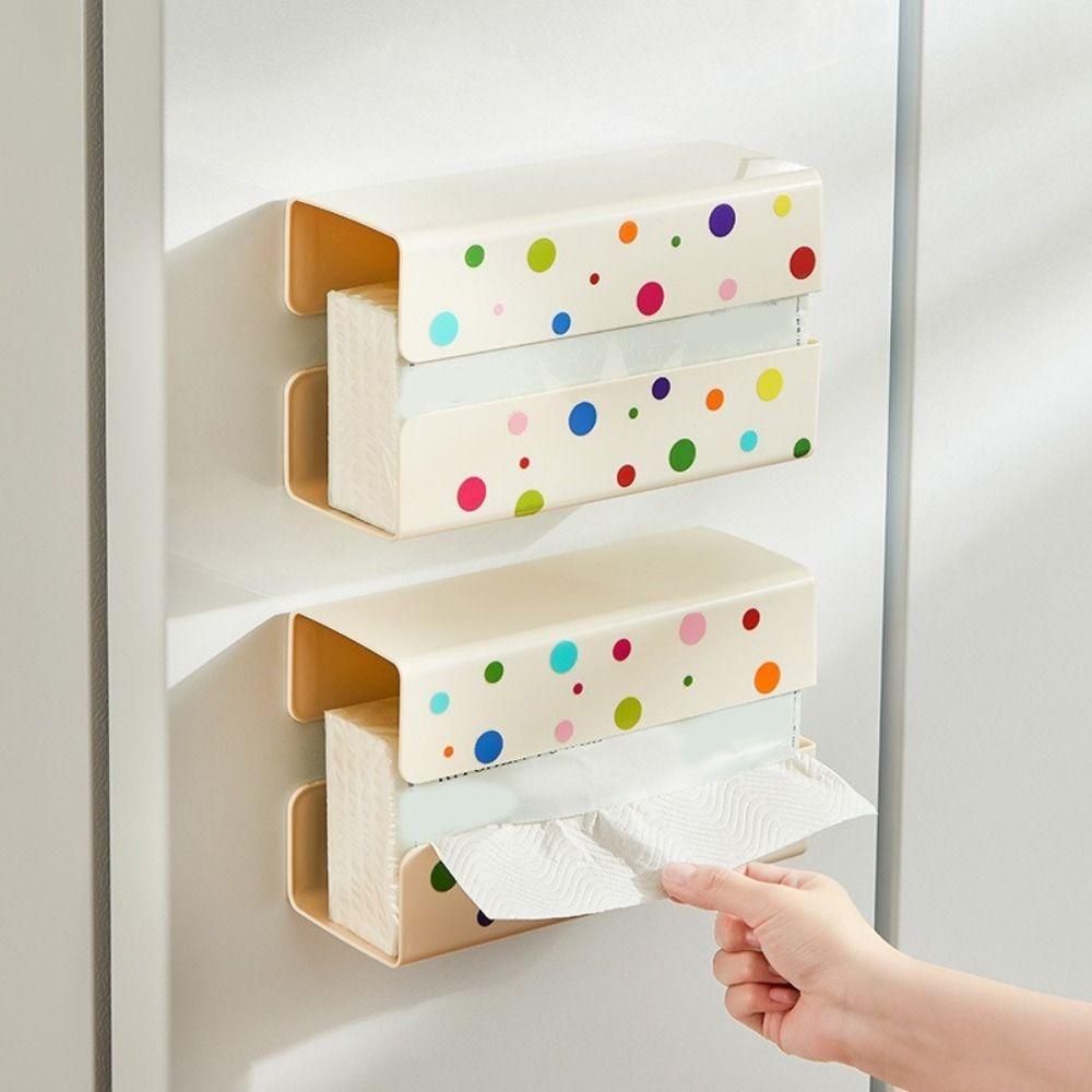 Plastic Magnetic Tissue Storage Box Punch-free Dopamine Wet Wipes Storage Box Wall Mounted Large Capacity Paper Towel Dispenser