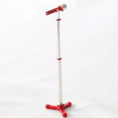 Microphone Holder Toy Compact Vivid Alloy Miniature Microphone Stand Dollhouse Model