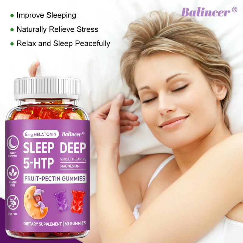 Sleep Gummies with L‑Theanine & Magnesium,Natural Berry Fruit‑Pectin Gummy, 60 Count 30‑Servings Dietary Supplement
