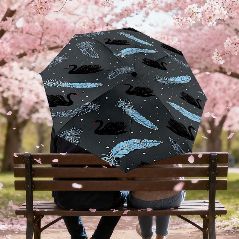 1PC swan feather Automatic Open/Close Umbrella Compact Folding Umbrella with 8-Rib Shaft lightweight esign, Highquality Fabric1205A