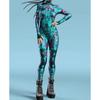 Dámský přiléhavý overal Oblečení Barevný 3D potisk Brnění Zentai Body s rukávy na palce Přední zip Cosplay Kostým Párty Outfit