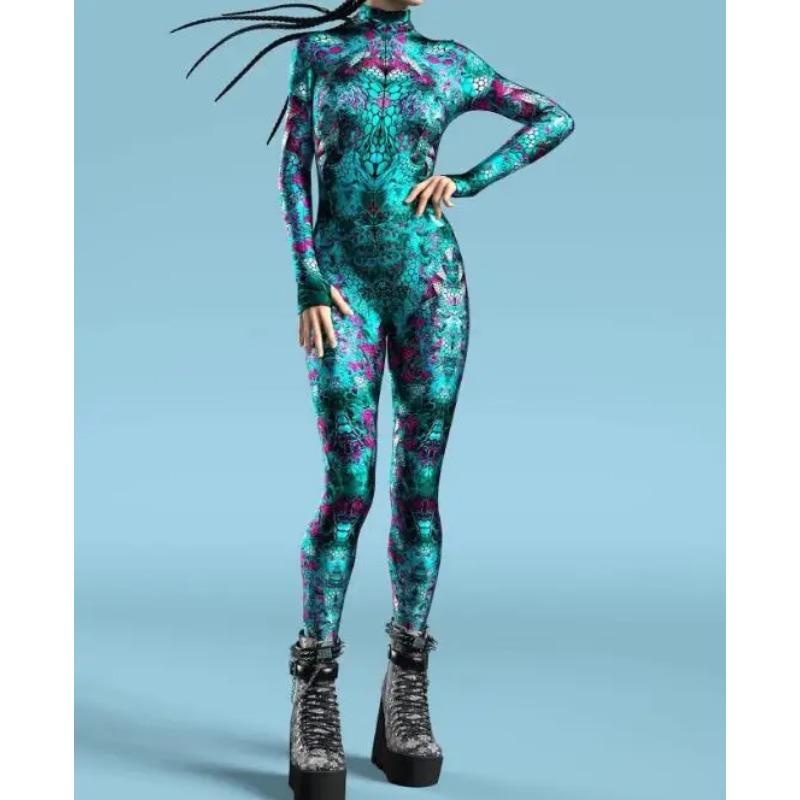 

Женский облегающий комбинезон, одежда, красочный 3D принт, доспехи, зентай, боди, рукава для большого пальца, молния спереди, карнавальный костюм, наряд для вечеринки Kids XL