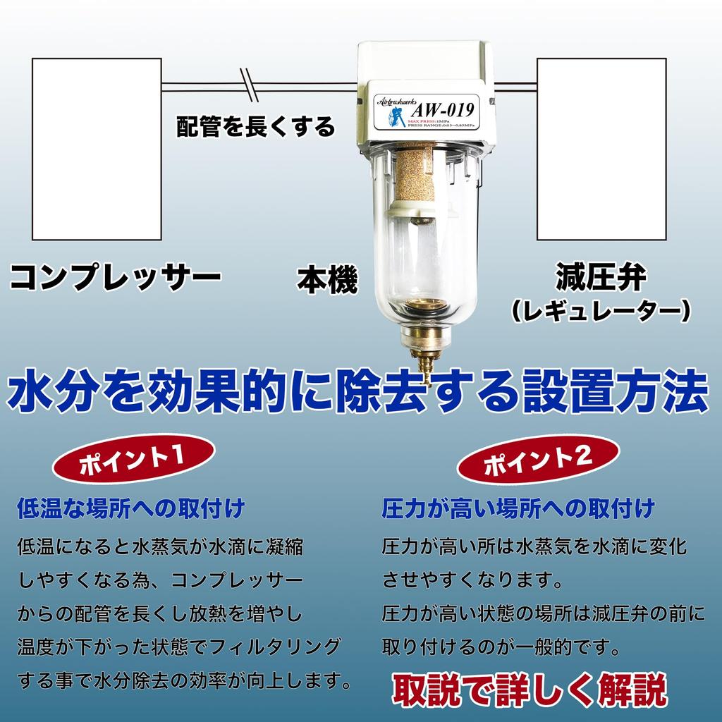 Water Separator Air Filter Aluminum Water Separator Filter Moisture Removal Japanese Manufacturer