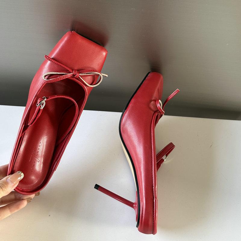 Fashion New White Square Bow Ballet High Heels, Sandals, Slippers And Women'S Shoes For Summer, Autumn And Winter