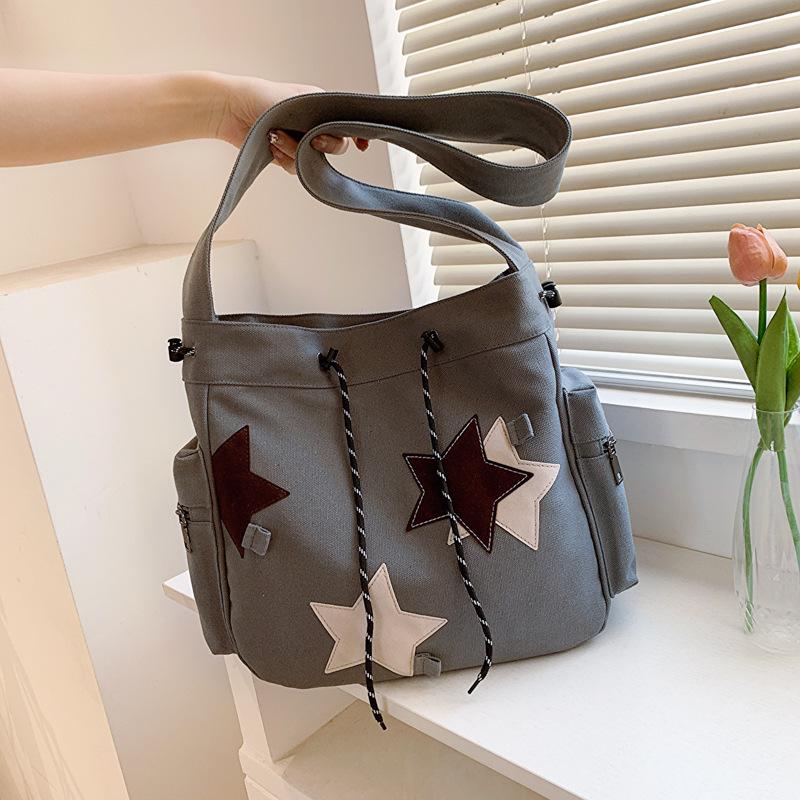 American Retro Star Canvas Backpack - Large Capacity, Stylish & Versatile Shoulder Bag