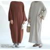 Middle East Dubai New Arrival Loose round Neck Pure Color Dress Solid Color Loose Fitting Dres