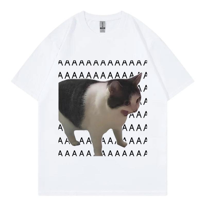 Sad Crying Cat Funny Meme T-Shirt High Quality Fashion Short Sleeve T Shirts Summer Casual Pure Cotton Oversized T-Shirts Unisex