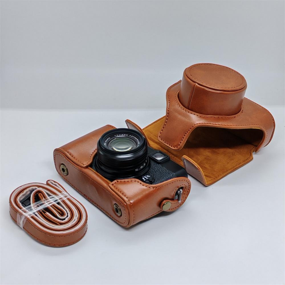 

Чехол-сумка из искусственной кожи для камеры Fujifilm X10 X20 Fuji x10 x20, защищающий все тело, с ремешком коричневый