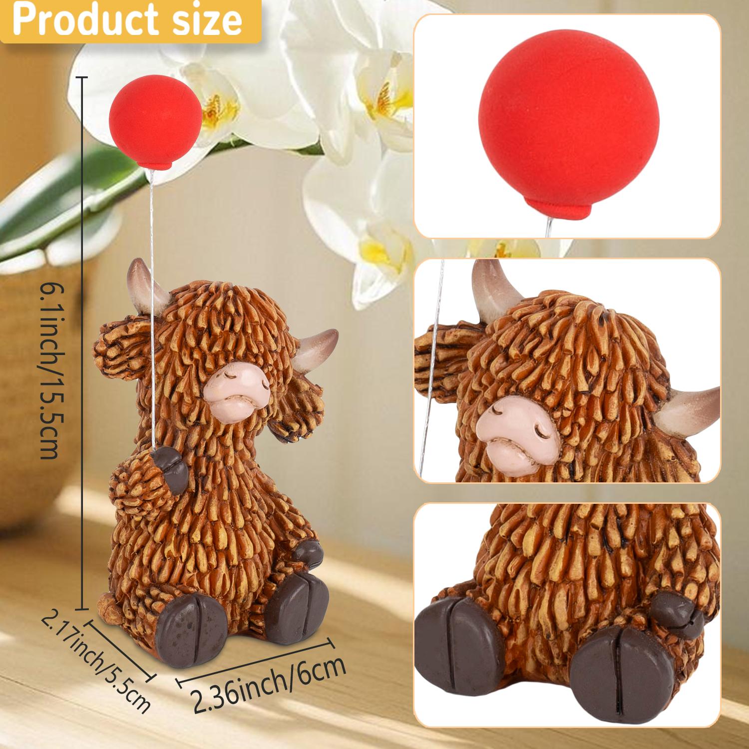 

Resin Decorative Figurines Highland Cow Gnomes Statues and Balloon Home and Garden Farmhouse Tiered Tray Table Centerpiece Decor