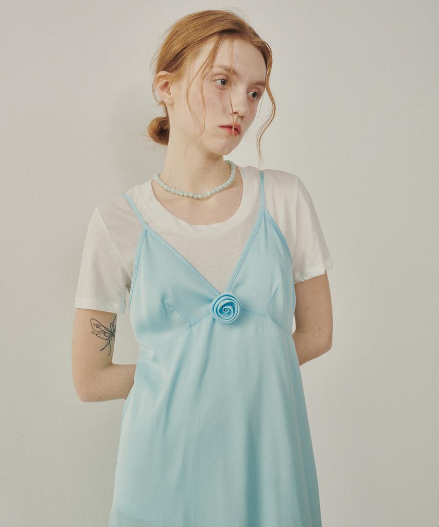 Melly And Rose Rose Corsage Sheer Long Dress (315302)_Blue