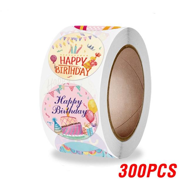 100-500pcs Cute Happy Birthday Sticker Birthday Gift Decoration Label Sealing Balloon Cake Label Packaging Scrapbook Sticker