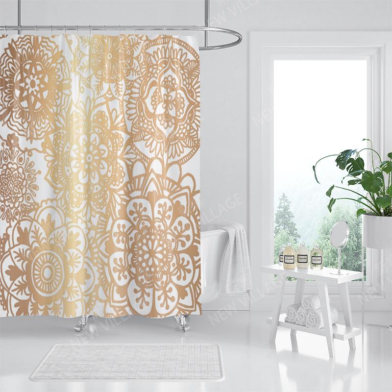 Mandala Waterproof Fabric Shower Curtains Bathroom Curtain Accessories Bath Curtain 180x200cm 240*200cm Boho Decoration Vintage