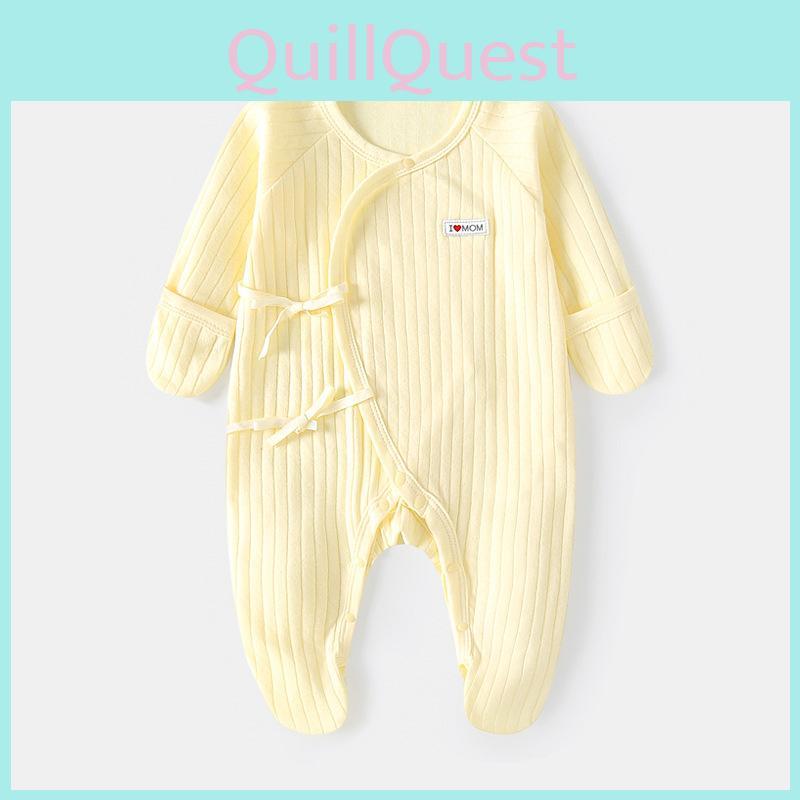 Bawełniana piżama dziecięca na wiosnę i jesień z nóżkami dla noworodków i małych dzieci
