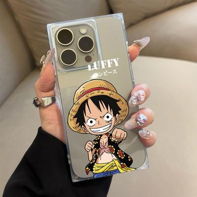 Transparente Quadratische Rückseite Röhrenhülle Schutz Für iPhone 13 15 Plus 14 Pro Max 12 11 16 ProMax Anti-Sauerstoff, Cartoon Piratenkönig Muster Hülle