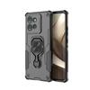 For Motorola Edge 50 5G Phone Case WANLONFENG PC TPU Back Cover Kickstand with Tempered Glass
