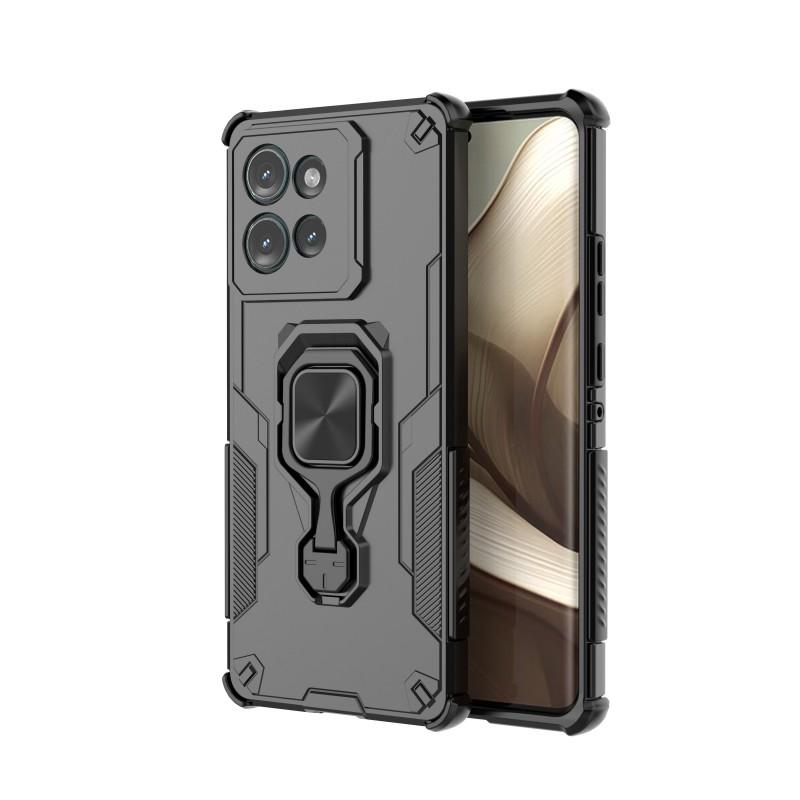 For Motorola Edge 50 5G Phone Case WANLONFENG PC TPU Back Cover Kickstand with Tempered Glass
