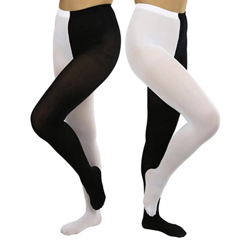 Two-Toned Tights Women Opaque Tights Footed Leggings High Waist Thigh High Stocking Christmas Party Cosplay Costume