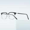 Elegant Men's Classic Vintage Half-Frame Glasses Sleek Black Anti-Blue Light PC Lenses for Computer Use Durable Metal