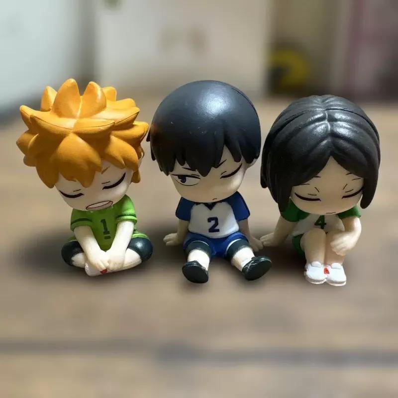 4Pcs/Set Haikyuu V5 Shoulder-To-Shoulder Sleeping Figure Cute Hinata Shoyo Kageyama Tobio Anime Model Ornament Gashapon Toy Gift