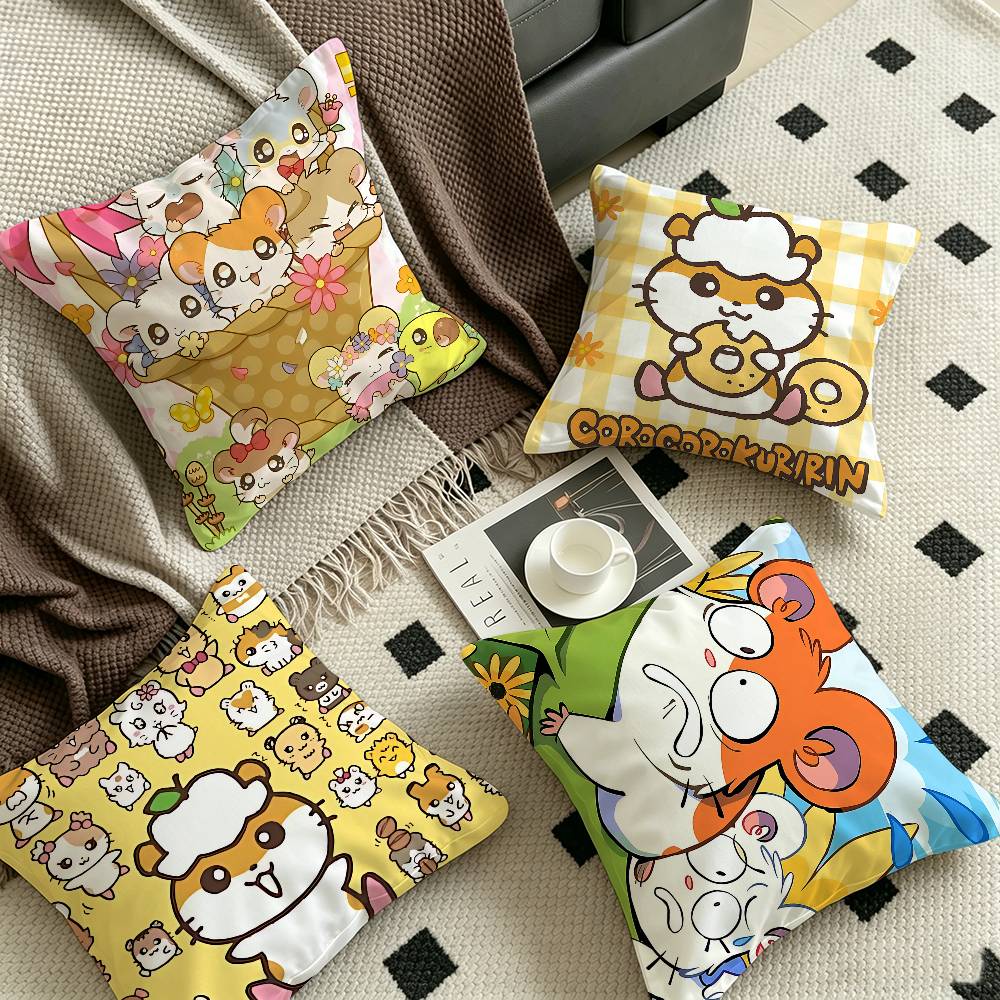 Cute Anime H-Hamtaro Cushion Cover Pillowcase Upholstery Sofa Throw Pillow Home Decor Pillowcas