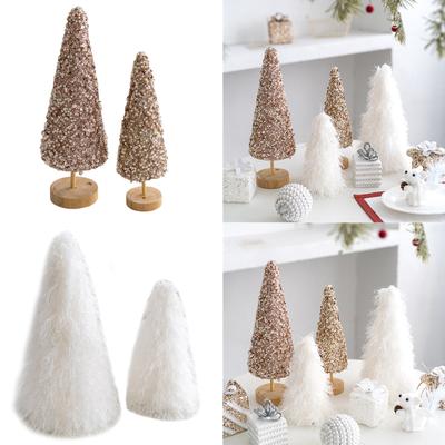 Miniature Christmas Tree Festives Tabletop Ornament Colorful Foam Sequins/Plush Trees Statue Stylish Home Decoration