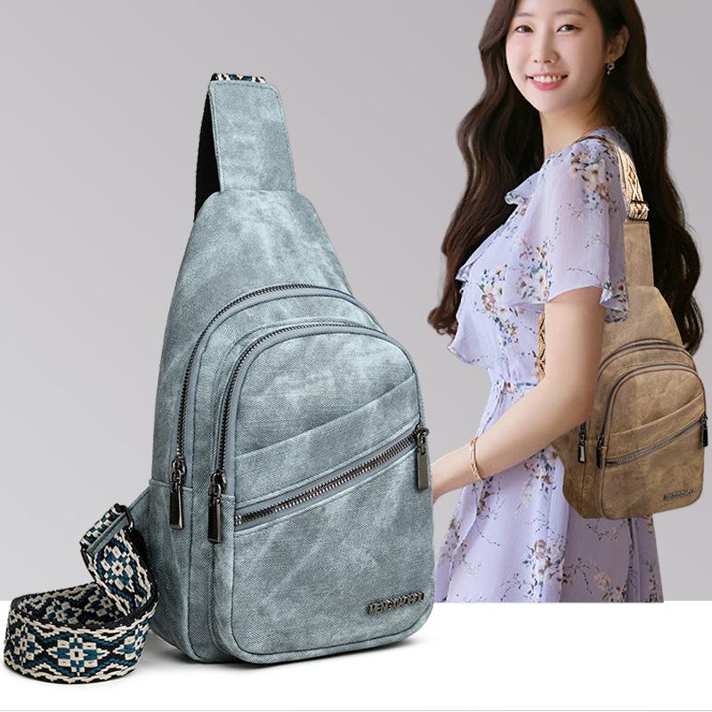 A Soft Leather Backpack for The Chest, A Casual and Fashionable Lady's Travel Single-shoulder Bag, Crossbody Bag and Chest Bag