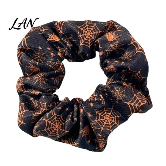 High Elasticity Hair Ties Halloween Ties, Scrunchies, Soft Stretchy Bands with Ghost Witch Hat Tie Bat Spider Web Design, Pleated Ponytail Holders for