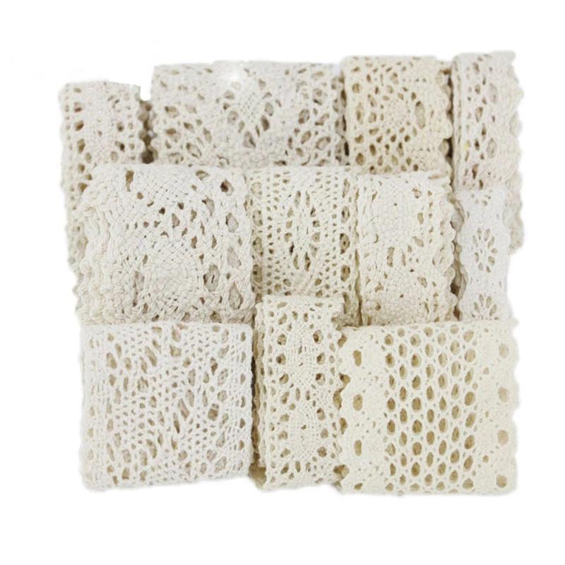 (10 pizzi misti) Nastro di Pizzo di Cotone Beige Fai da Te Fatto a Mano Festa di Matrimonio Artigianato Confezione Regalo Patchwork Pizzo all'Uncinetto