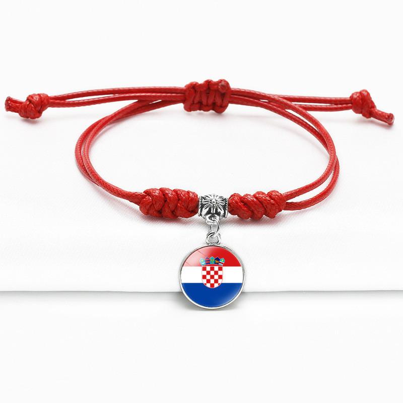 Red Bracelet Trendy With Timeless Gem European Country Flags Unisex Material Mixed
