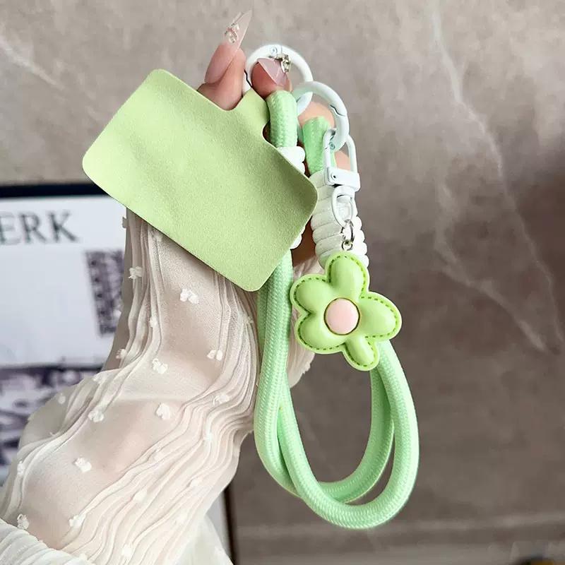 Korea Y2k Ctue Flower Candy Color Phone Lanyard Simplicity Short Phone Strap Pearl Style Phone Chain Bracelet Phone Accessories