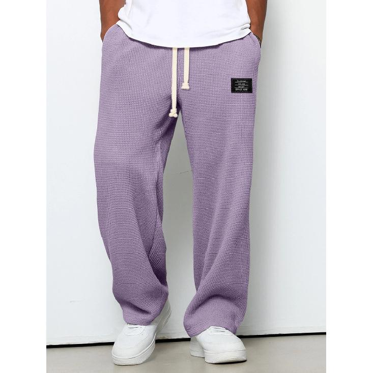 Men s Spring and Autumn Loose Fit Straight Sweatpants with Drape Effect, Wide-Leg Sports Casual Trousers S фиолетовый