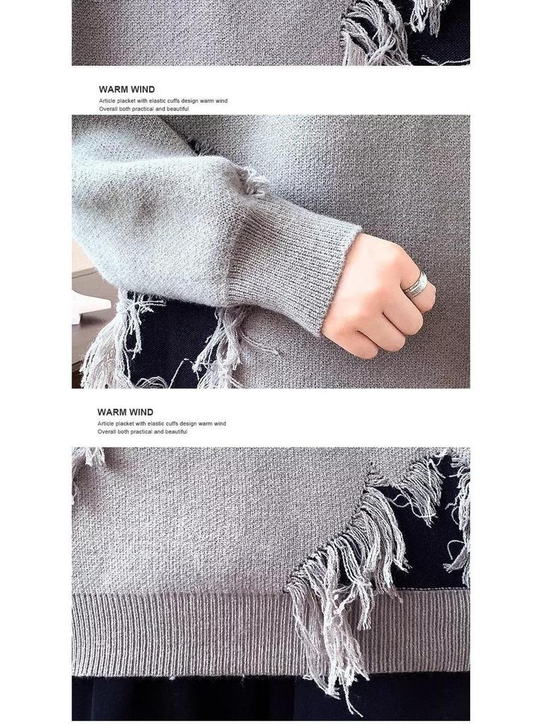 Unisex Trendy Ripped Knit Cardigan: Loose, Round Neck Sweater for Autumn/Winter