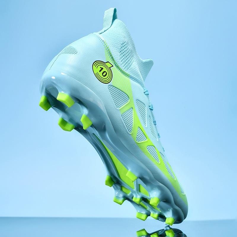 New High-top Football Shoes Men's and Women's Green Artificial Grass Long Nails Broken Nails Professional Game Training Football Shoes