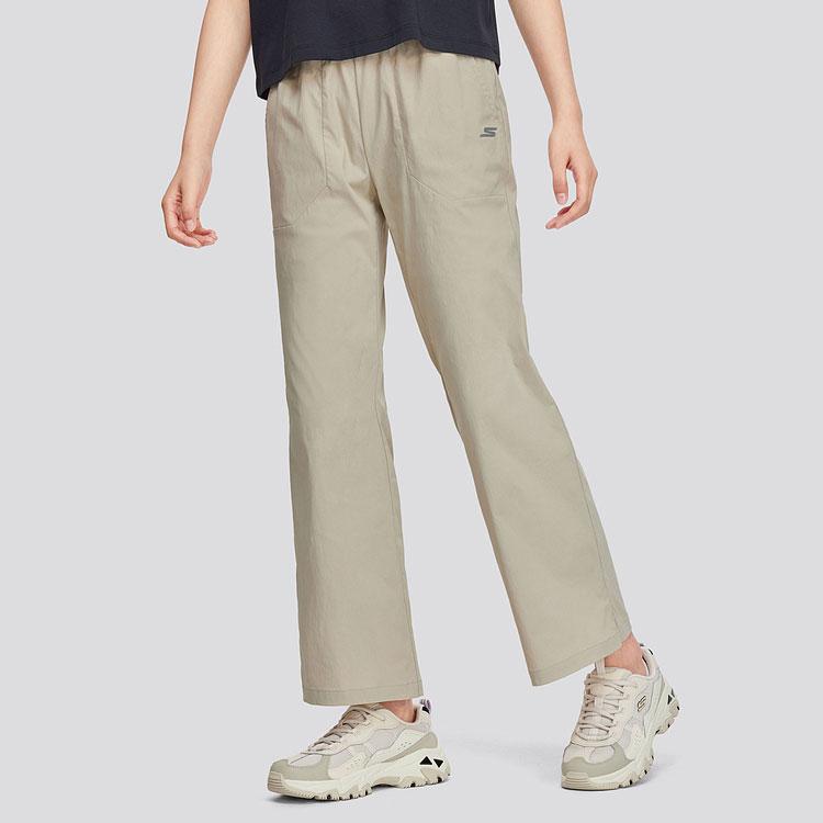 Skechers Solid Mid-Rise Lace-Up Flared Outdoor Quick-Dry Casual Pants Women Pants Meteor-Brown P224W050-044Z