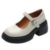 Platform high-heeled Mary Jane women's shoes spring and summer new versatile light mouth French thick heel round head one-word buckle belt single s