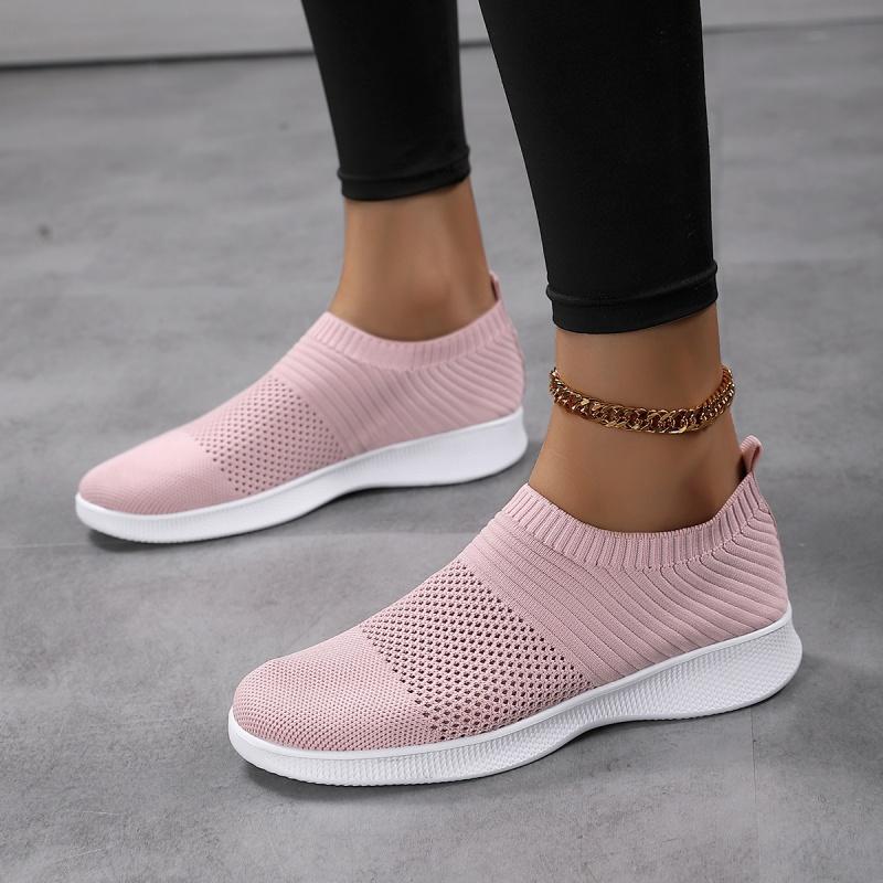 Ultra Light Women Casual Shoes Breathable Knitted Flats Light Elastic Walking Shoes Slip-on Loafers Soft Sole Driving Shoes