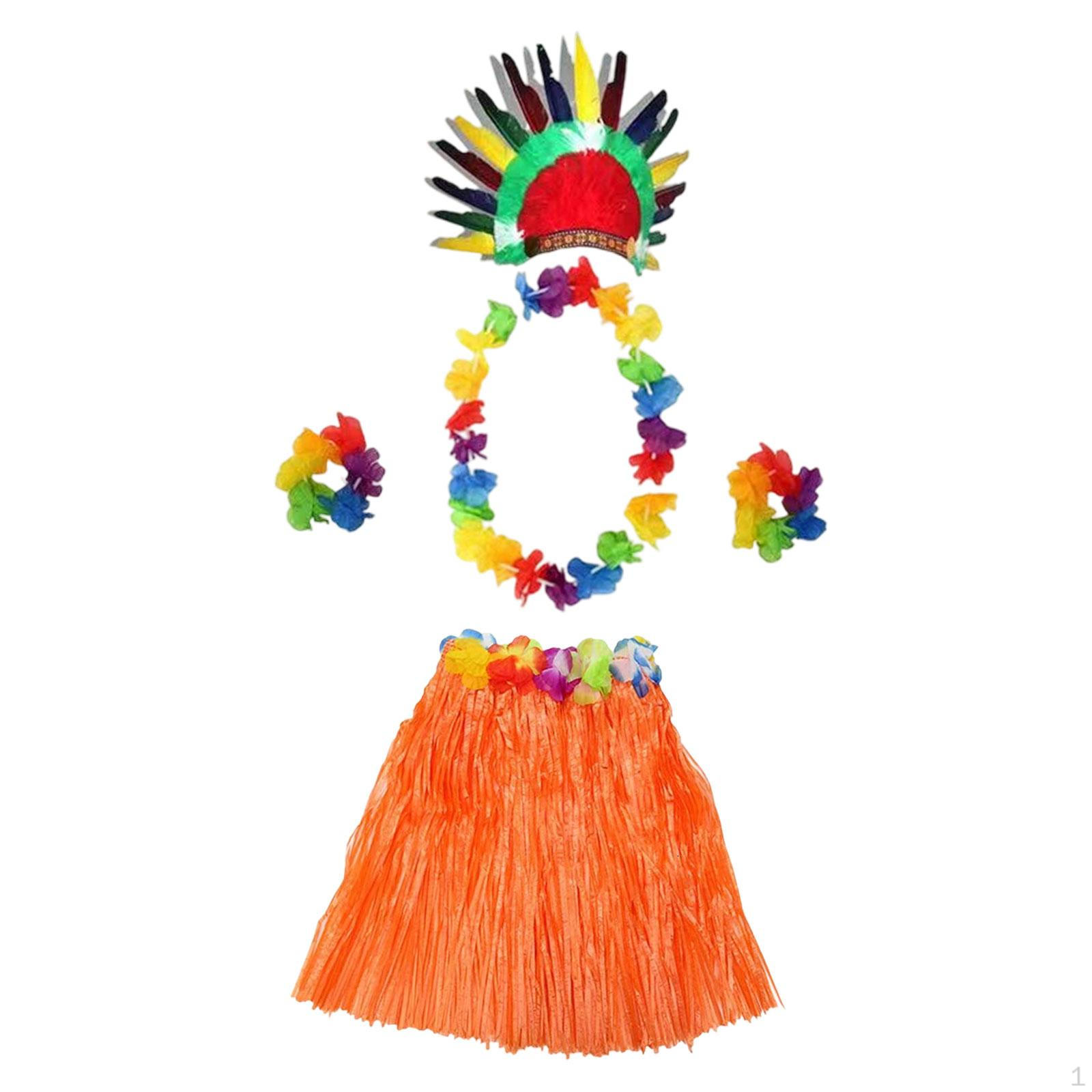 

Травяная юбка костюм аксессуары для карнавала пляж свадьба сценическое представление Orange 60cm Skirt