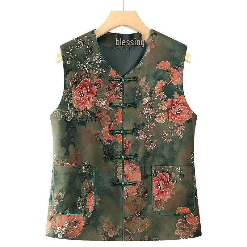 Women's Tang Suit Vest: Spring/Autumn Style for Middle-aged/Elderly, Grandma/Mother's Cardigan