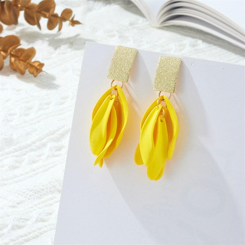 Pinkdudu Fashion 7 Color Tassel Petal Drop Earrings Creative Sweet Enamel Flower Metal Earring for Women Jewelry Gifts PD1549